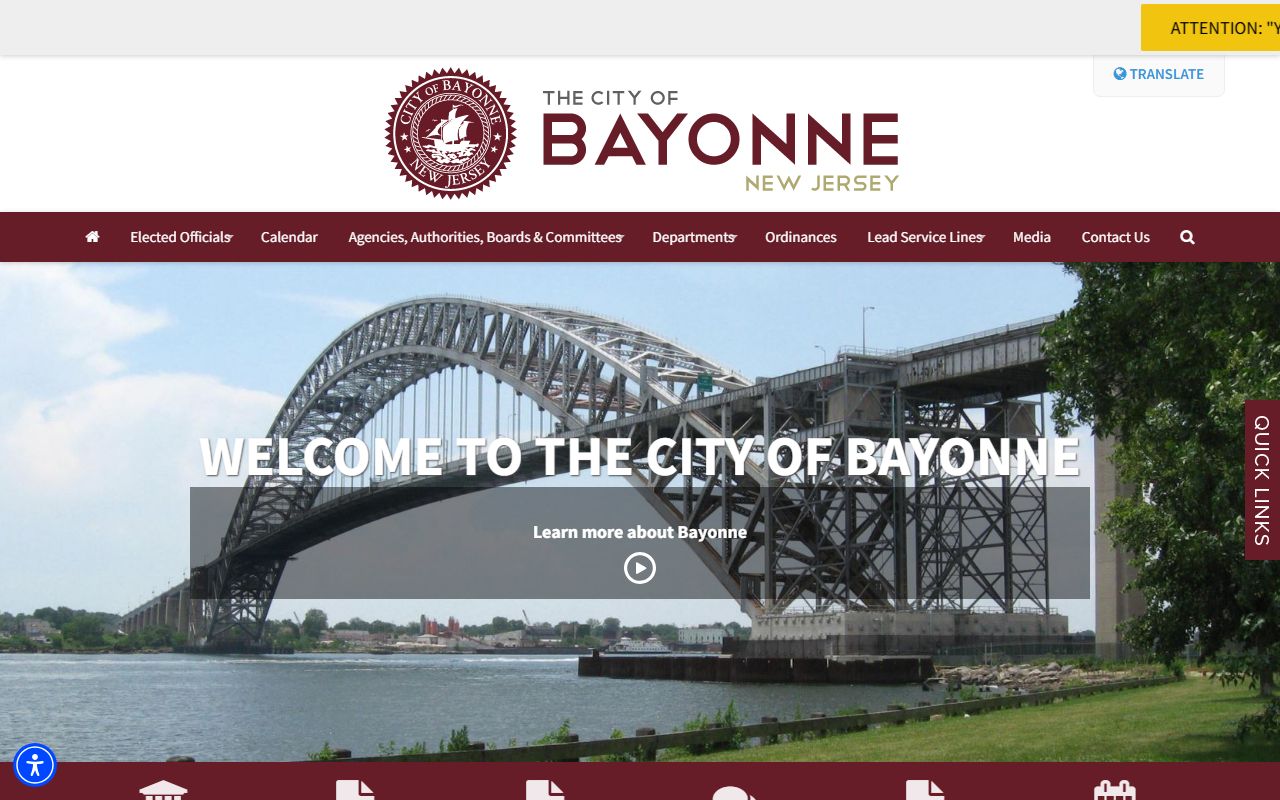 City of Bayonne official website with local government services and probate court records guidance