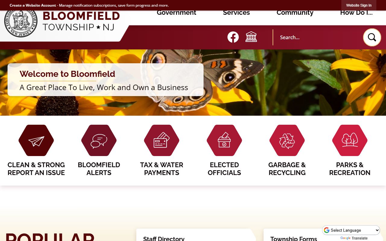 Bloomfield Township official website for local government services and probate court records information