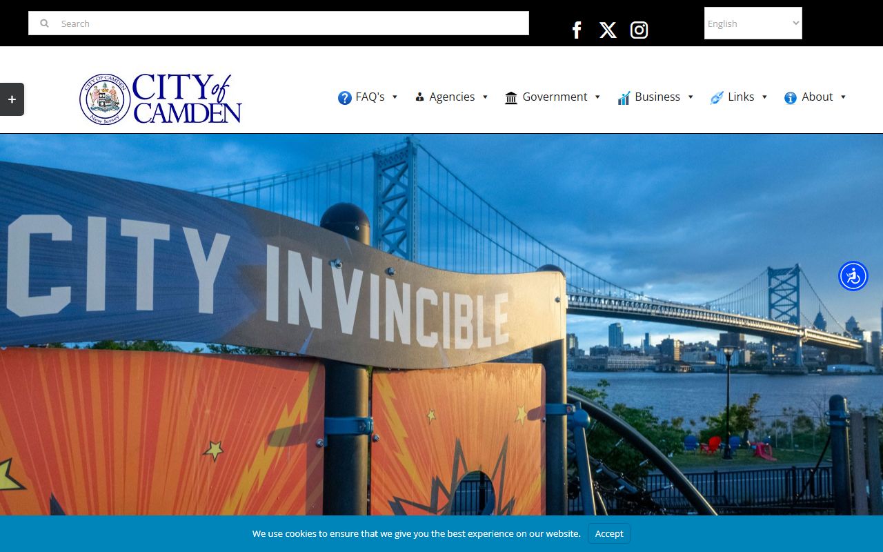 Camden Municipal Court page showing local court services separate from probate court records