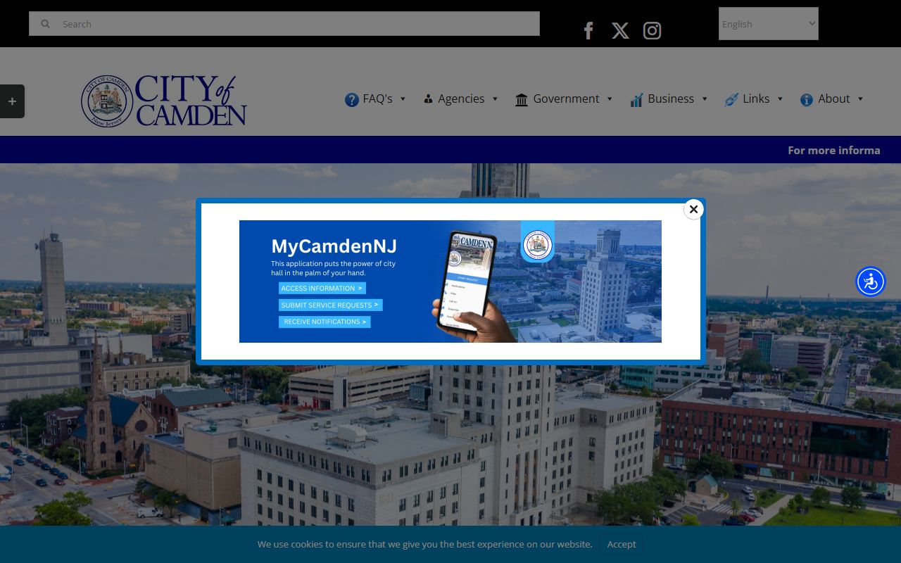 City of Camden official website with local government information and probate court records guidance