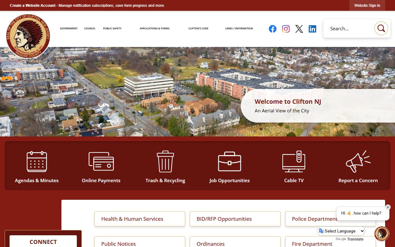 City of Clifton official website for local government services and probate court records information