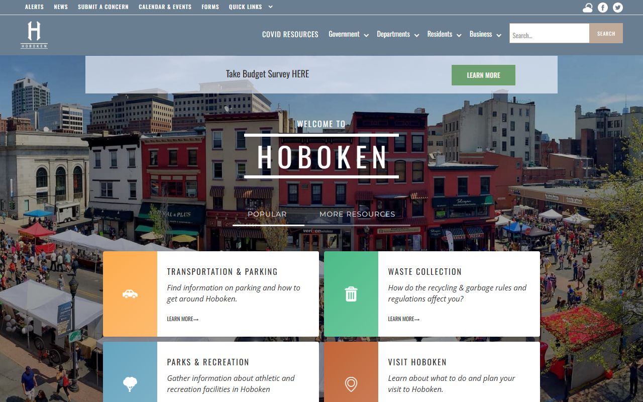 City of Hoboken official website for probate court records information