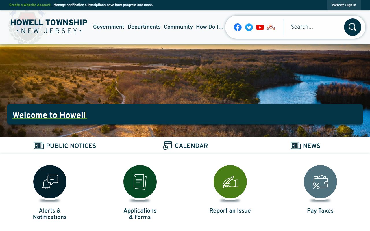 Howell Township official website for local government services and probate court records information