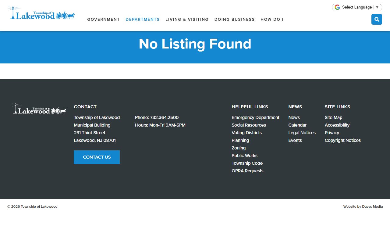 Lakewood Township municipal court page for probate court records