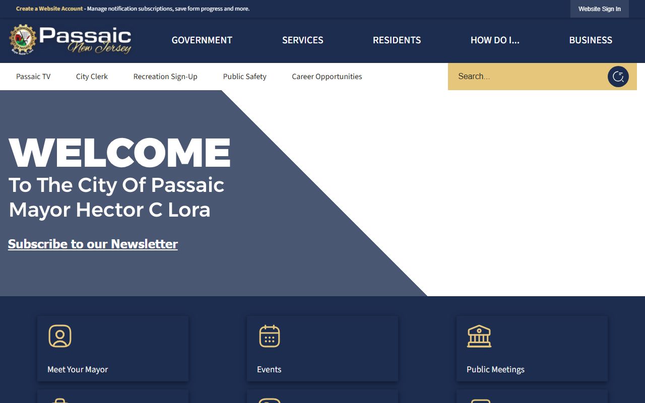 City of Passaic official website with local government information and probate court records guidance