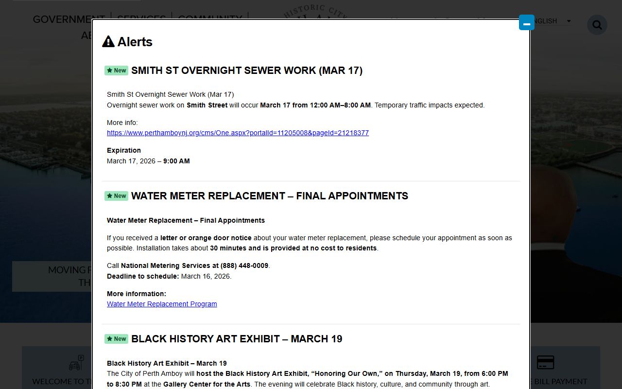 Perth Amboy official website for probate court records information