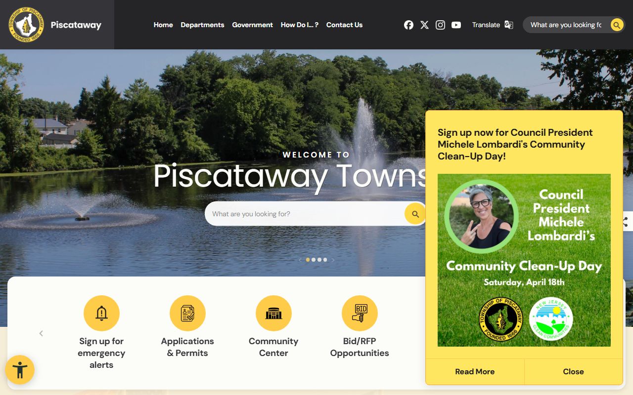 Piscataway Township official website for probate court records information
