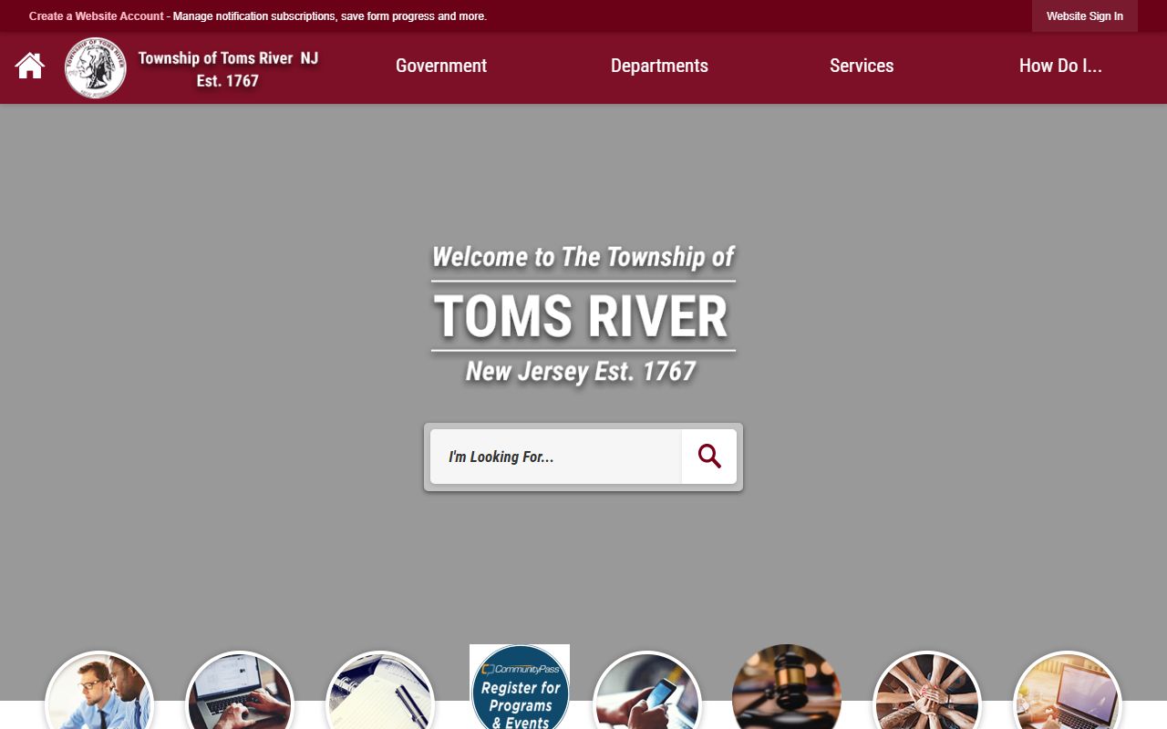 Toms River Township official website for probate court records information