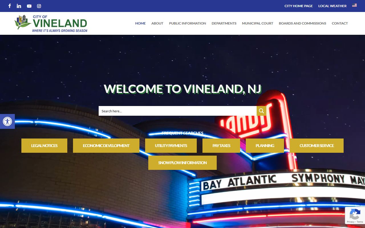 City of Vineland official website for probate court records information