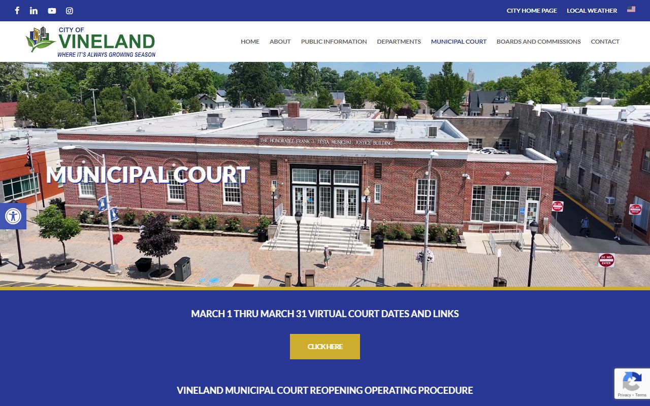 Vineland municipal court page for probate court records