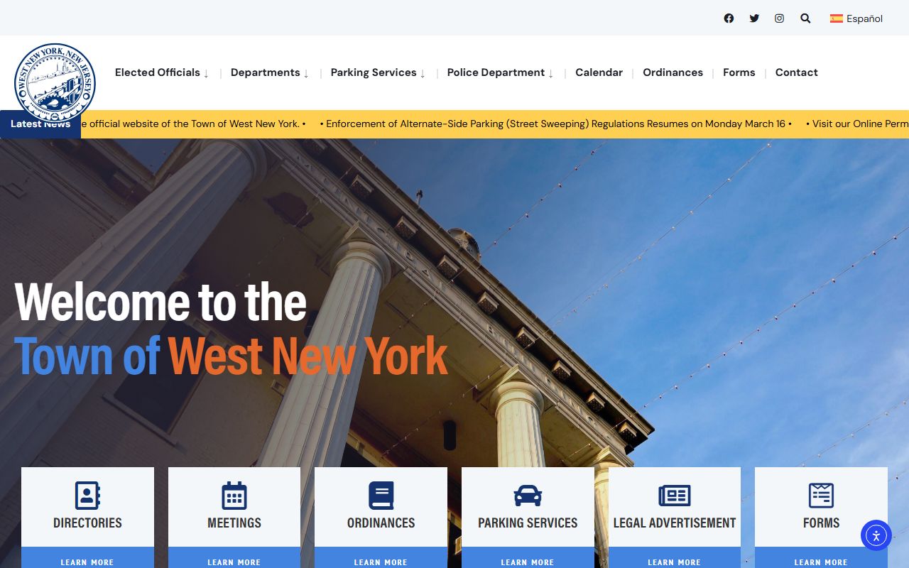 Town of West New York official website for local government services and probate court records information