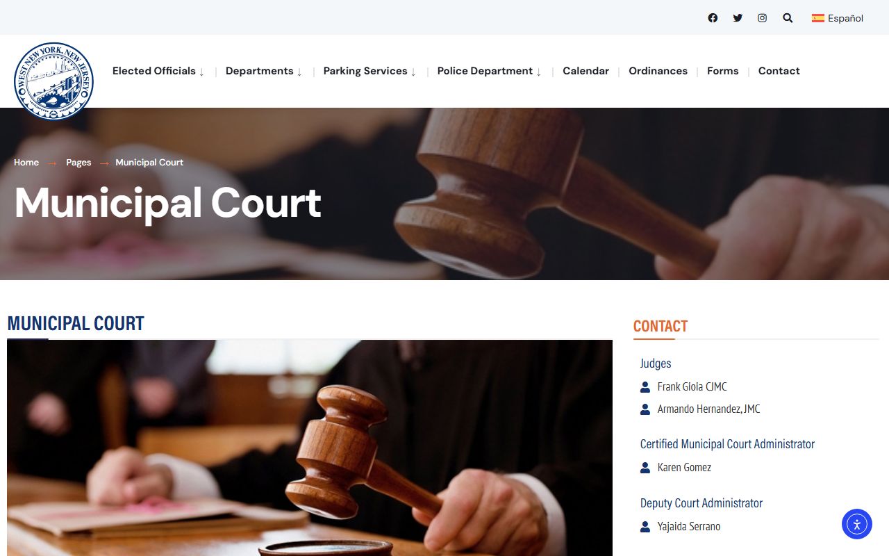 West New York Municipal Court page for local court information and probate court records guidance