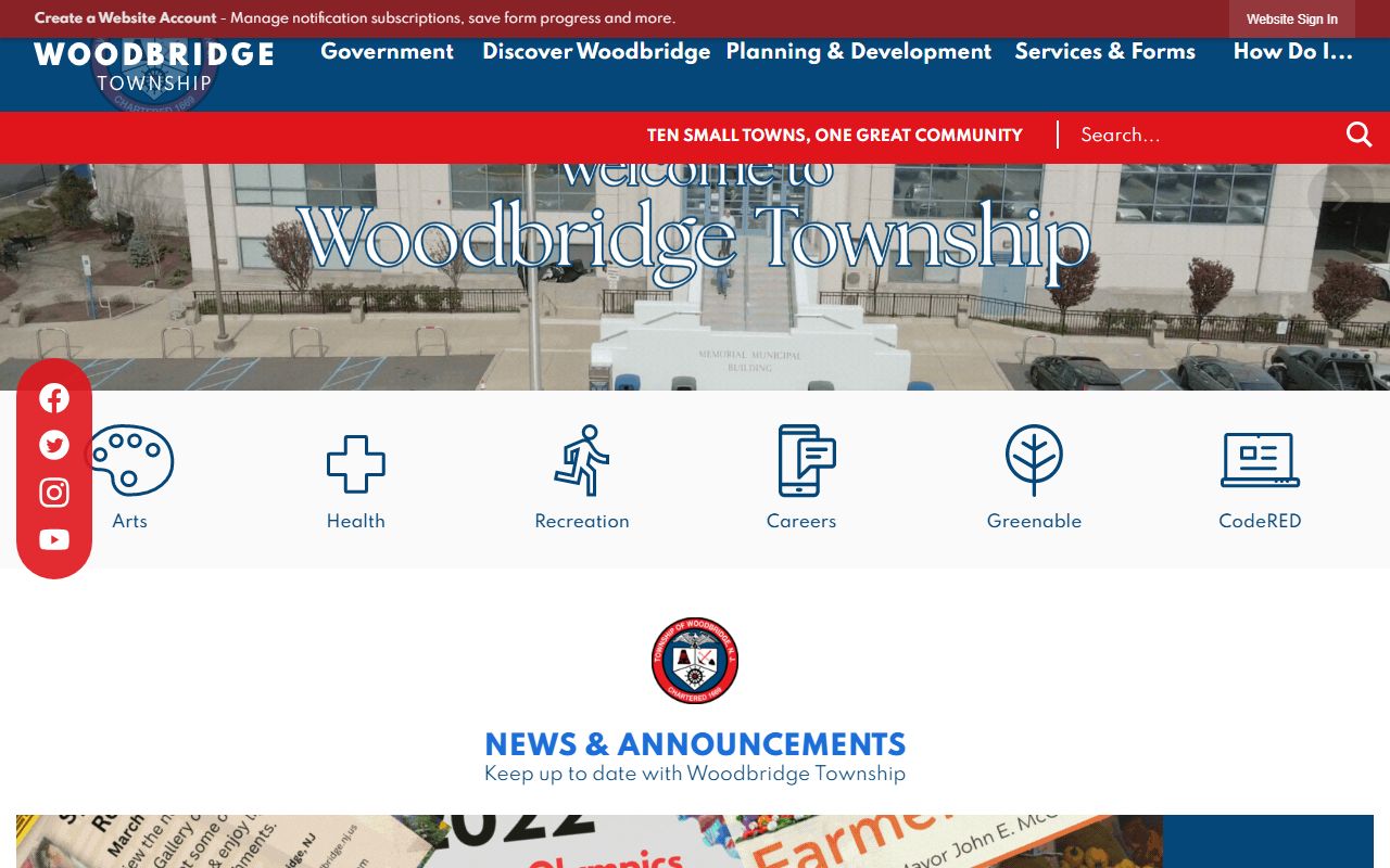 Woodbridge Township official website for probate court records information