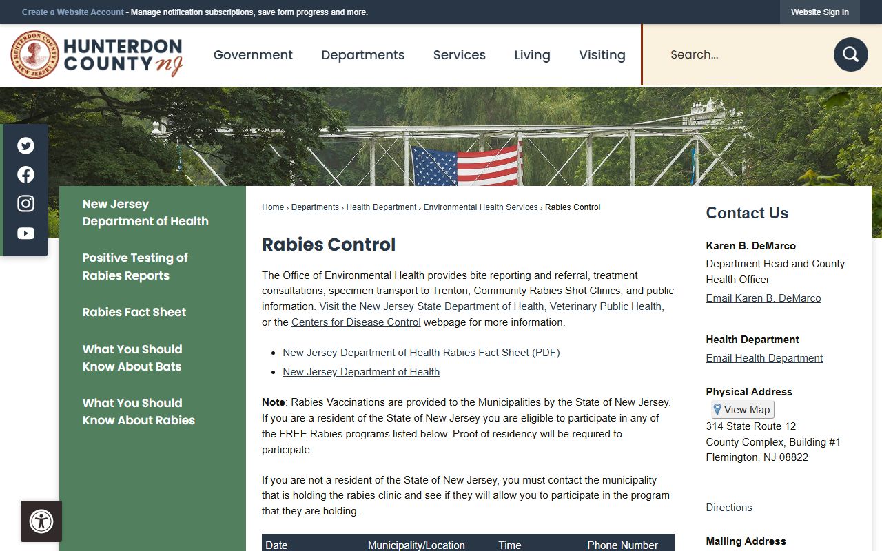 Hunterdon County Clerk's Office website for land and probate related records