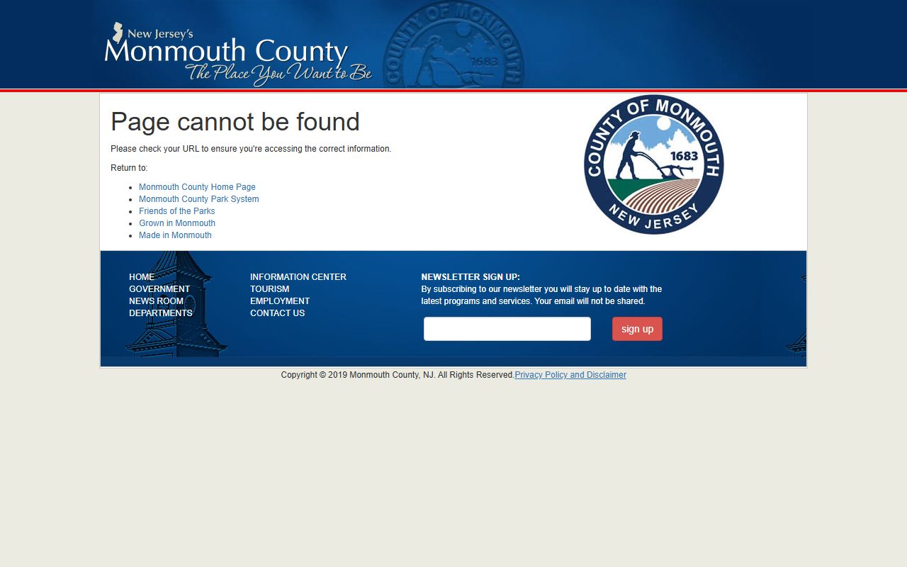 Monmouth County Clerk's office website related to probate court records