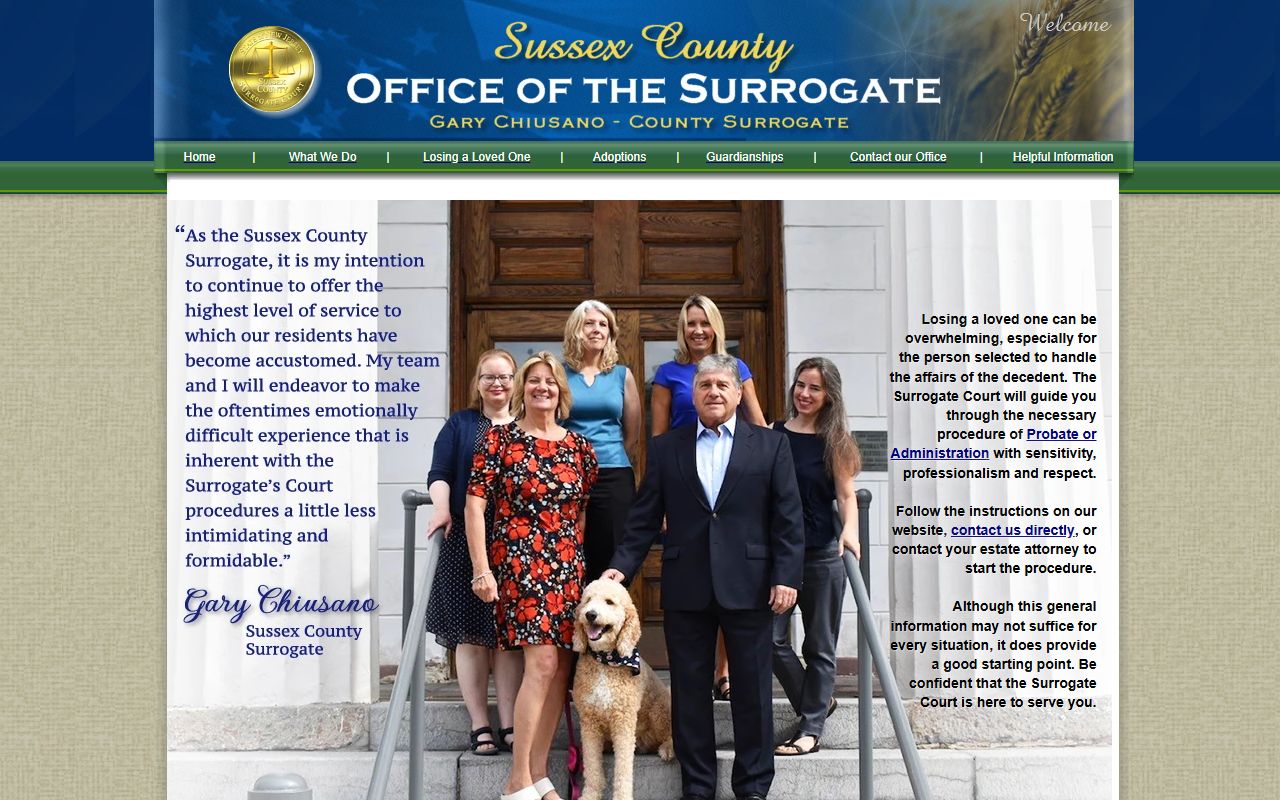 Sussex County Surrogate official website for probate court records