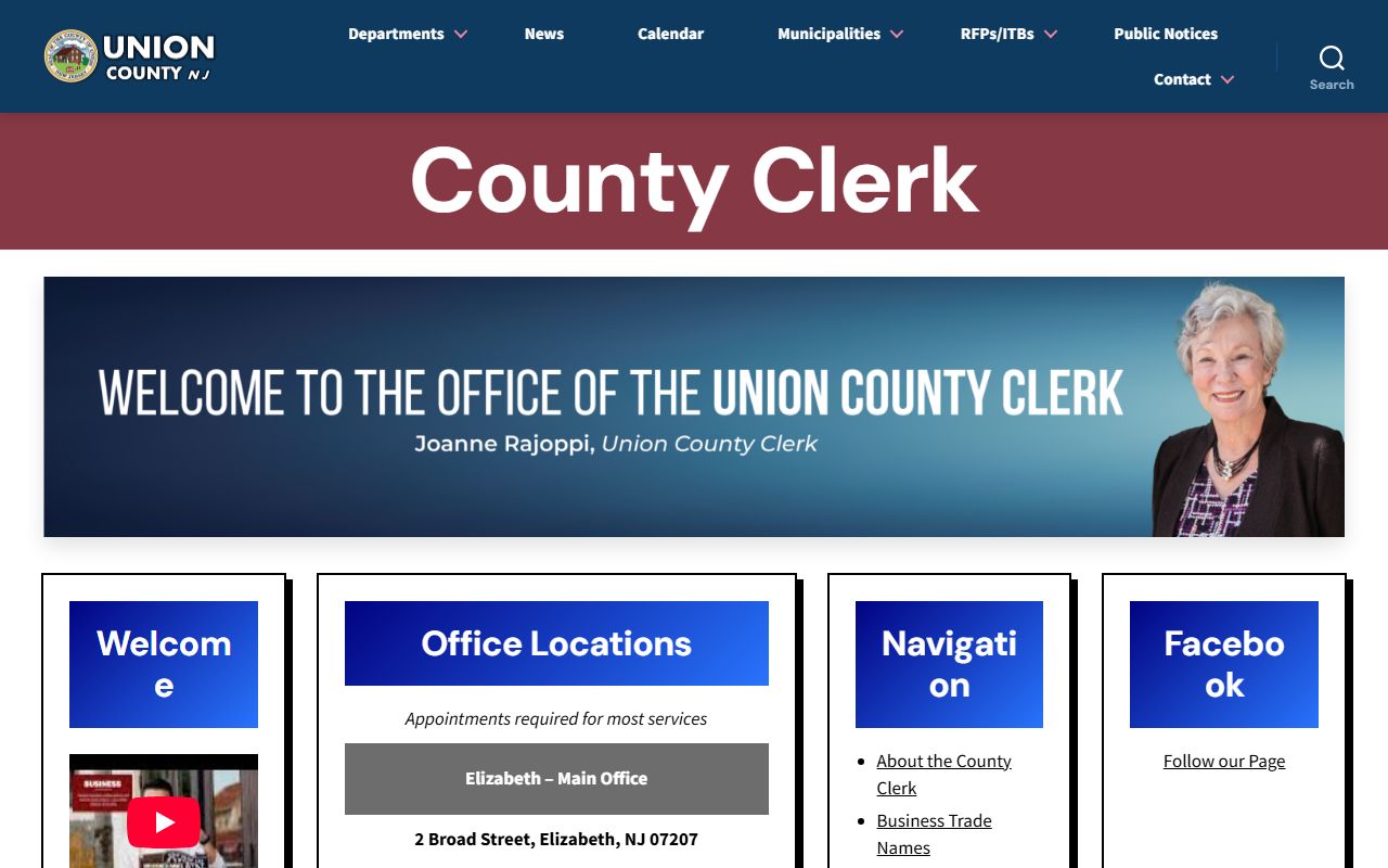 Union County Clerk website related to probate court records