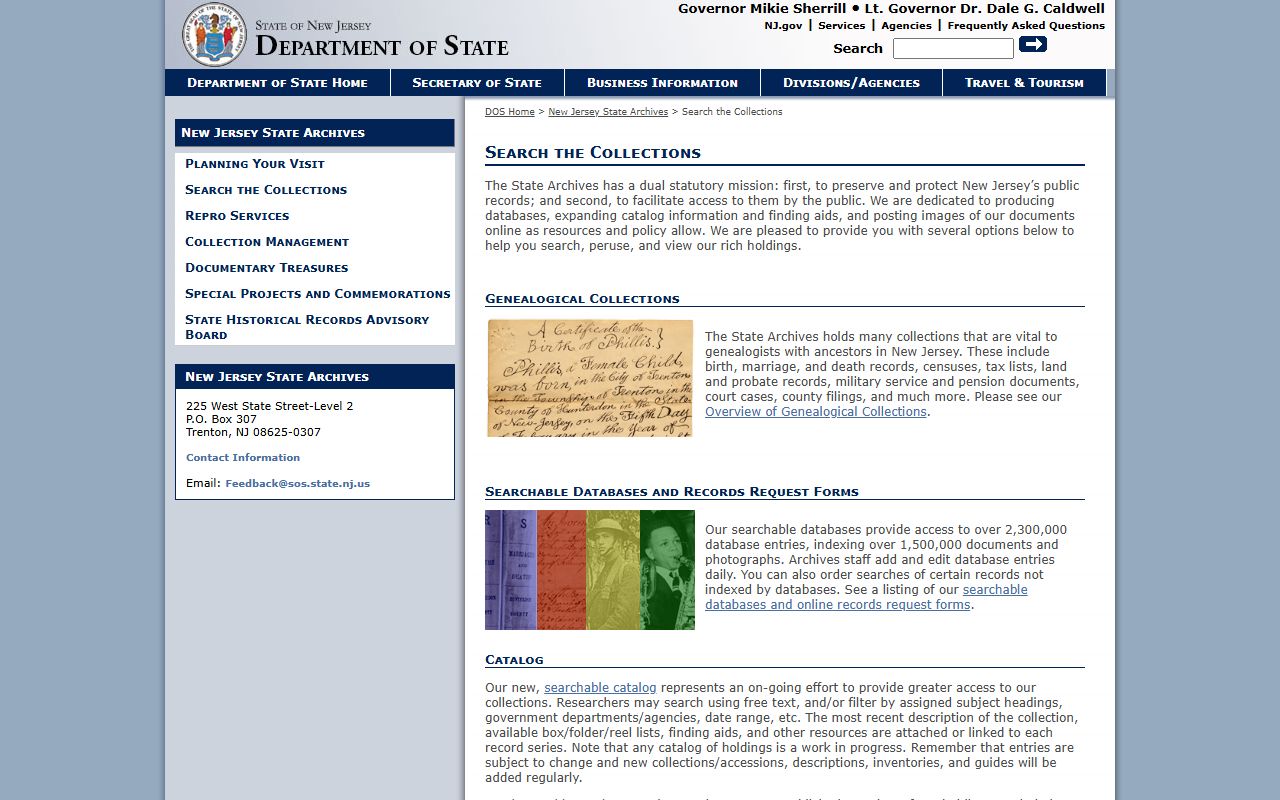 New Jersey State Archives county surrogate holdings for probate court records